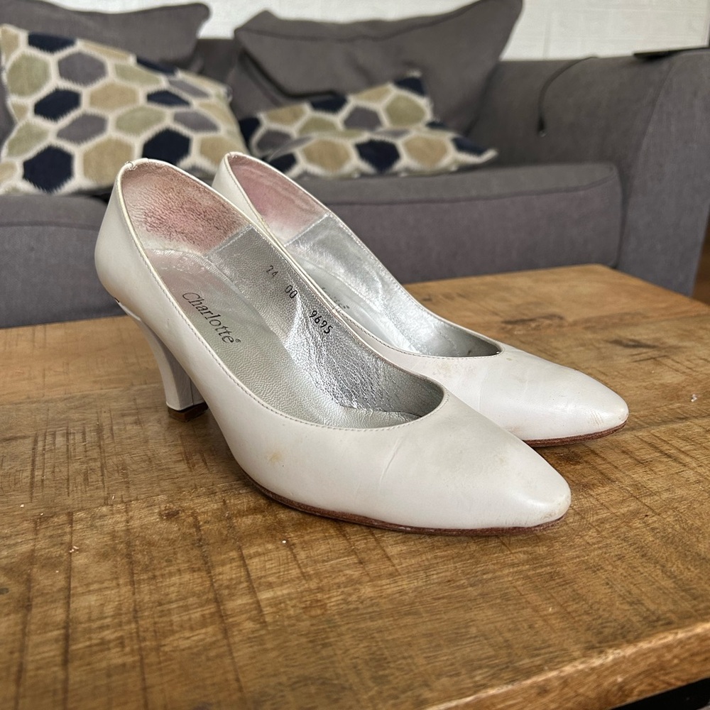Charlotte Women's Leather White Heels Pump Sz 7